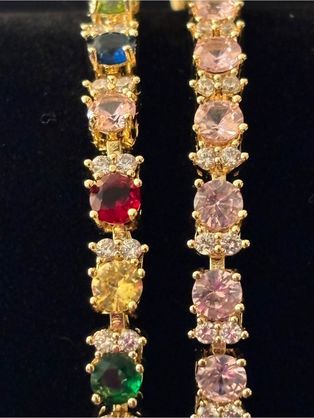 4.8mm Yellow Gold Multicolor & Pink CZ Tennis Bracelets 8 in. - Picture 8 of 8